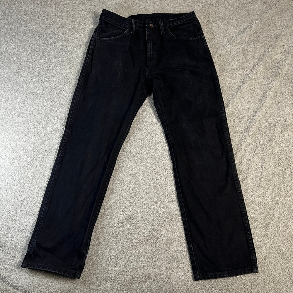 Vintage Rustler Jeans Mens 33x30 Black Denim Straight Leg Pants Cowboy Rodeo Dad